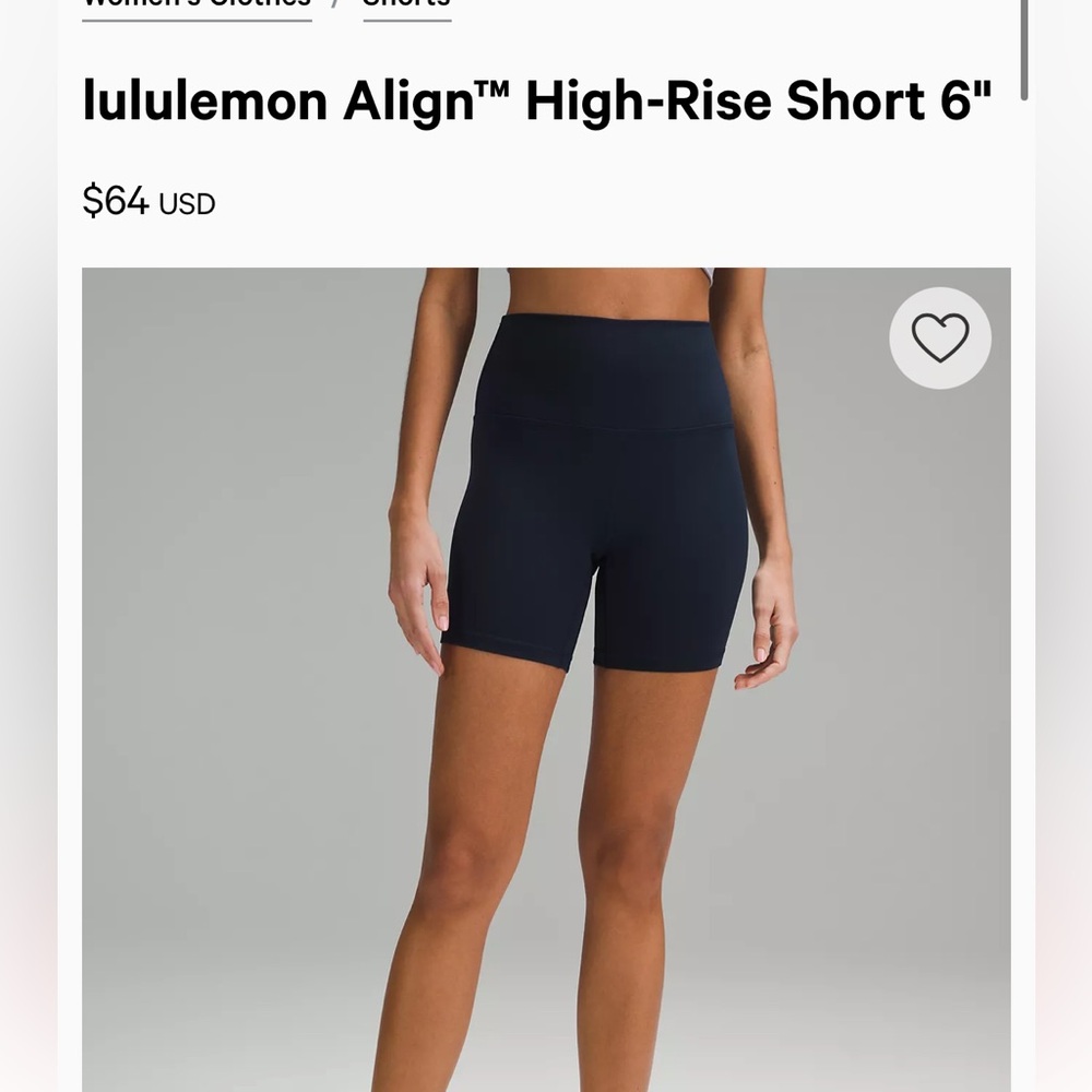 lululemon athletica Women's Navy High-Rise Bike Shorts 6”